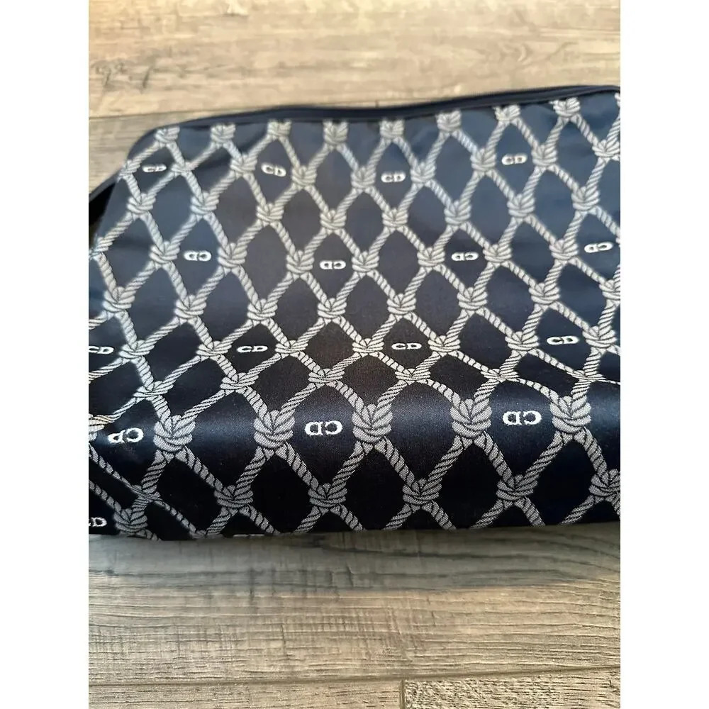 Vintage Christian Dior Blue & white nautical Pouch Make Up toiletry Bag travel - Picture 7 of 16